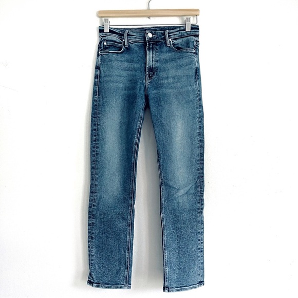 Mother The Mid Rise Dazzler Ankle Slim Straight Jean Whiplash Med Blue Wash 27 - Picture 1 of 16